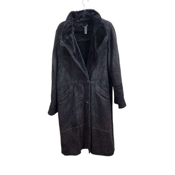 Revillon Shearling coat Black Women's  Size XL - Picture 3 of 14